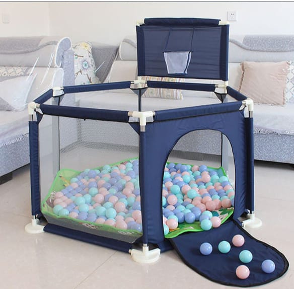 Indoor Toddler Playpen with Basketball Hoop