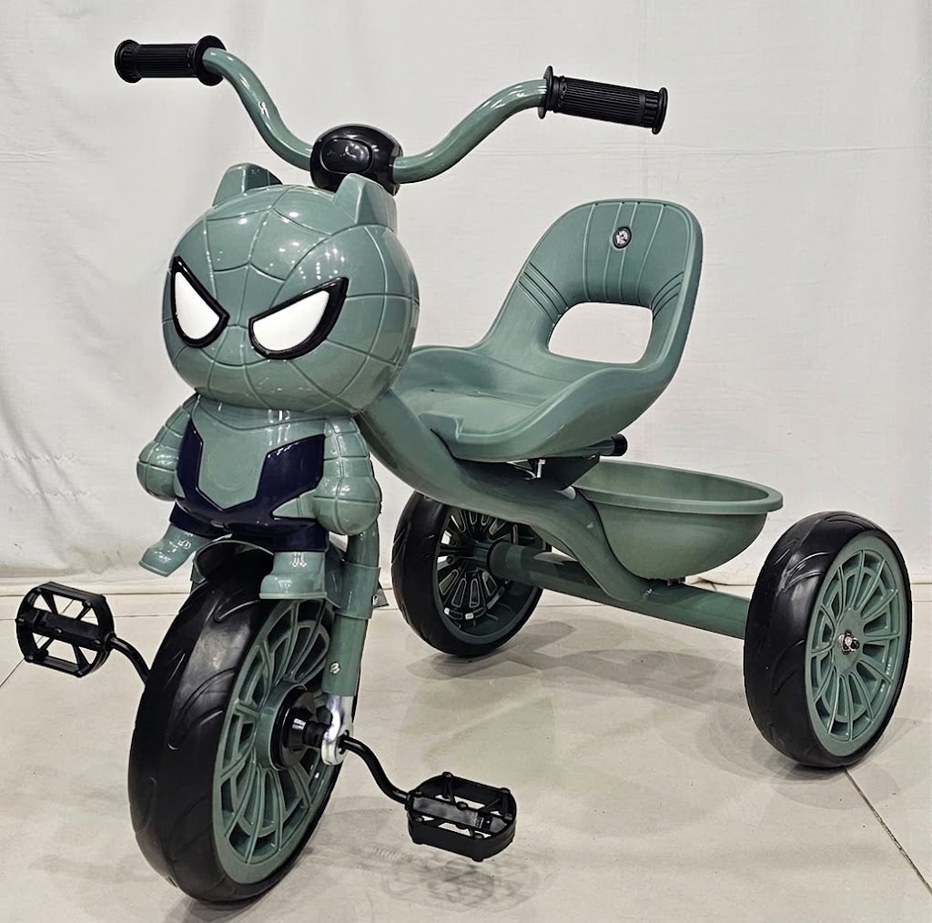Superhero Theme Kids Tricycle with Rear Basket