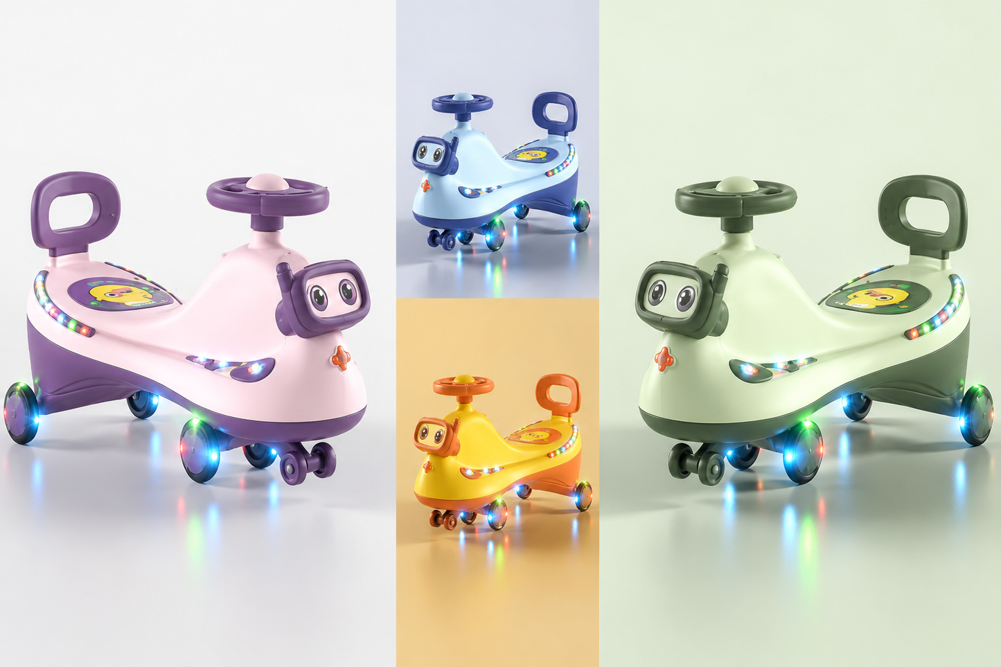 : Kids LED Wiggle Ride-On Car