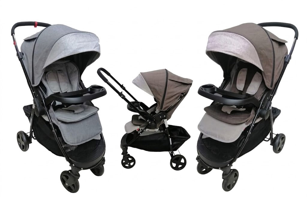 Adjustable Multi-Position Baby Stroller (Grey & Brown)