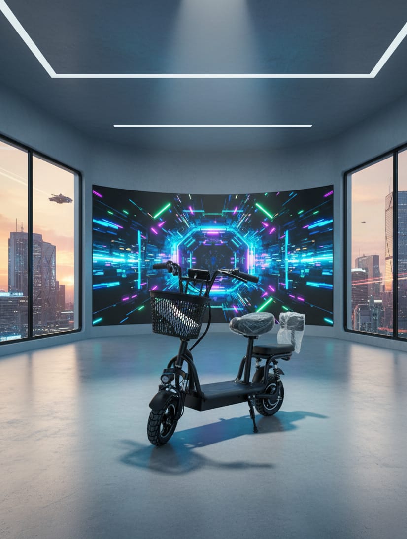 Electric Scooter in Futuristic Room
