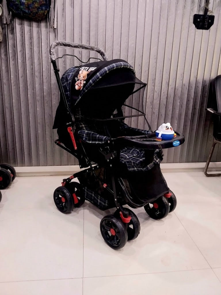 Cute Bear Plaid Baby Stroller with Snack Tray (713 TS)