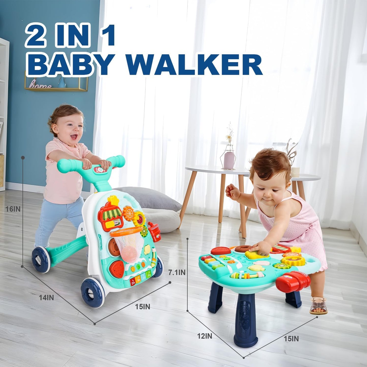 2-in-1 Baby Walker & Activity Table