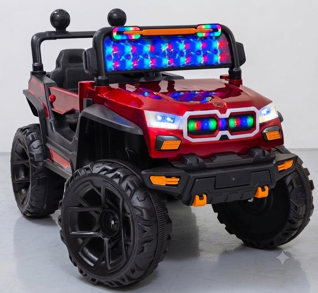Kids Luxury Ride-On Electric Jeep with LED Light Bar & Off-Road Wheels