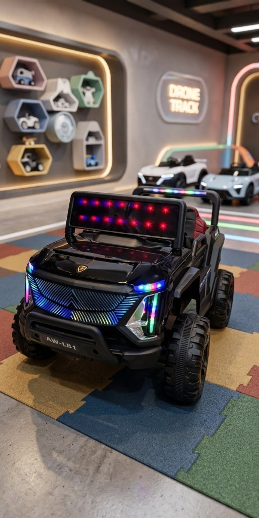 Deluxe Black Kids Electric Ride-On Jeep