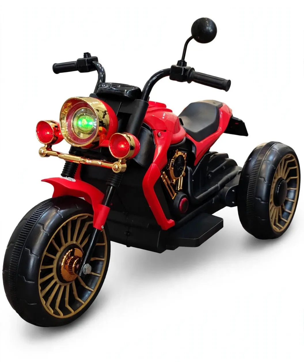 Gold Panther - Kids Electric 3-Wheel Chopper Bike with 2 Motors & Gold Wheels