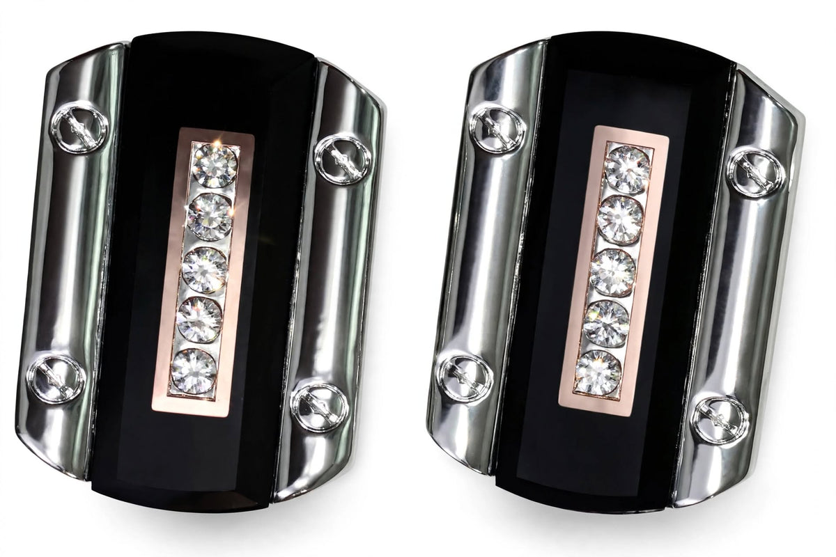Industrial Bar Crystal Black Cufflinks