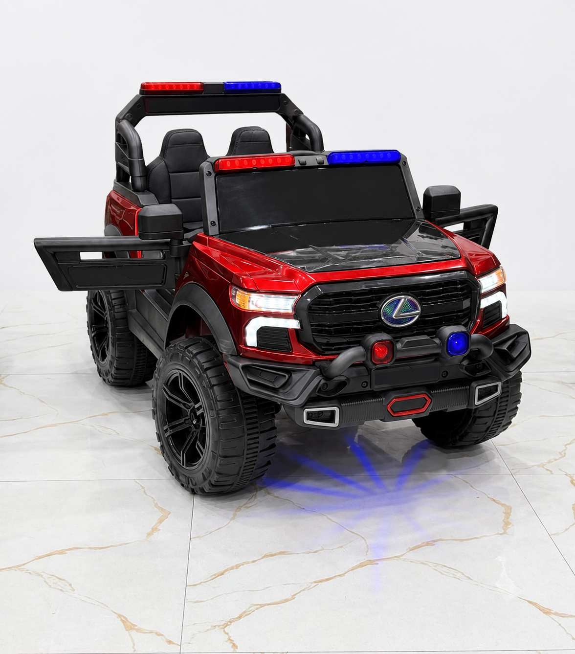 Red 4x4 Kids Police Ride-On Jeep