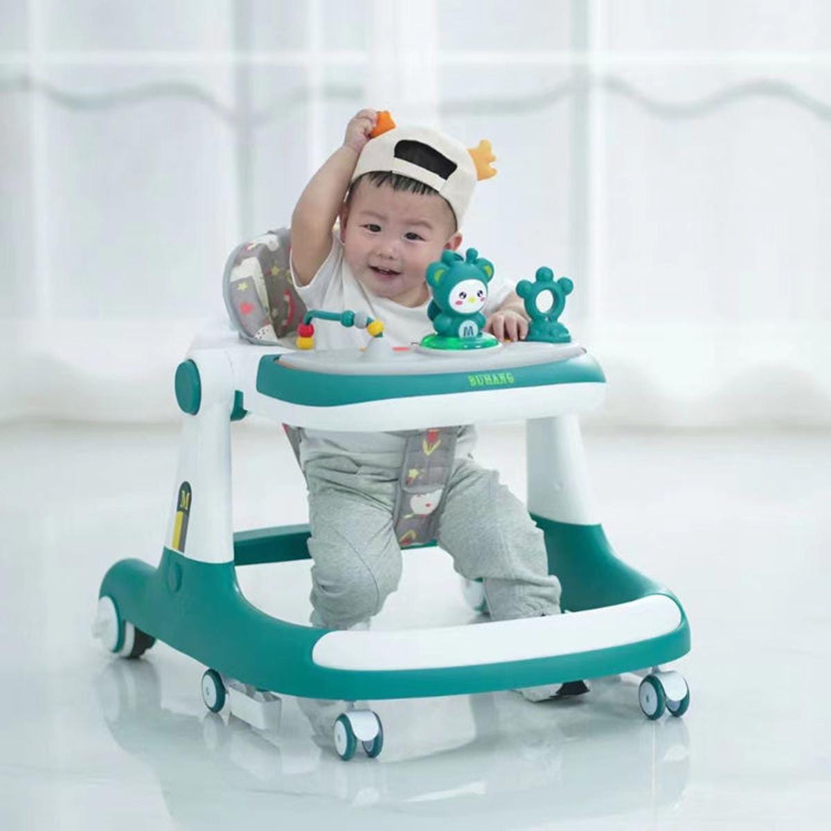 Adjustable Teal Activity Baby Walker
