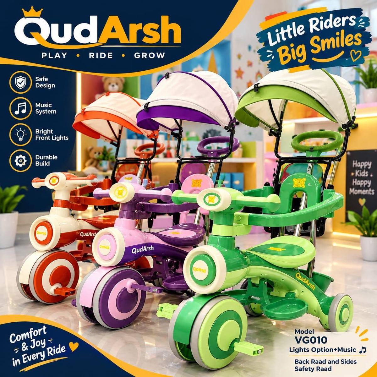 Premium Baby Tricycle with Parent Handle