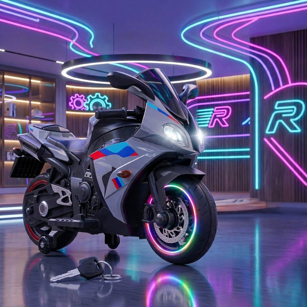 Racing Flash GT Kids Sports Bike with RGB Lights