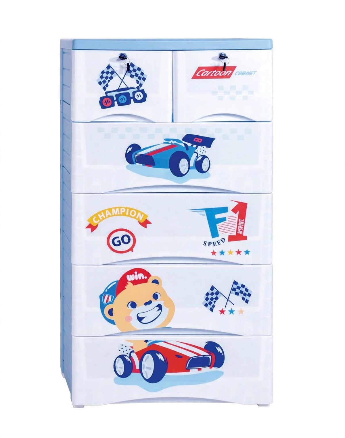 BabyZone Cartoon Cabinet F1 Champion - Racing Car Theme