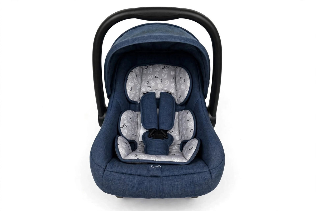Baby Carry Cot Denim - With Printed Inner Padding