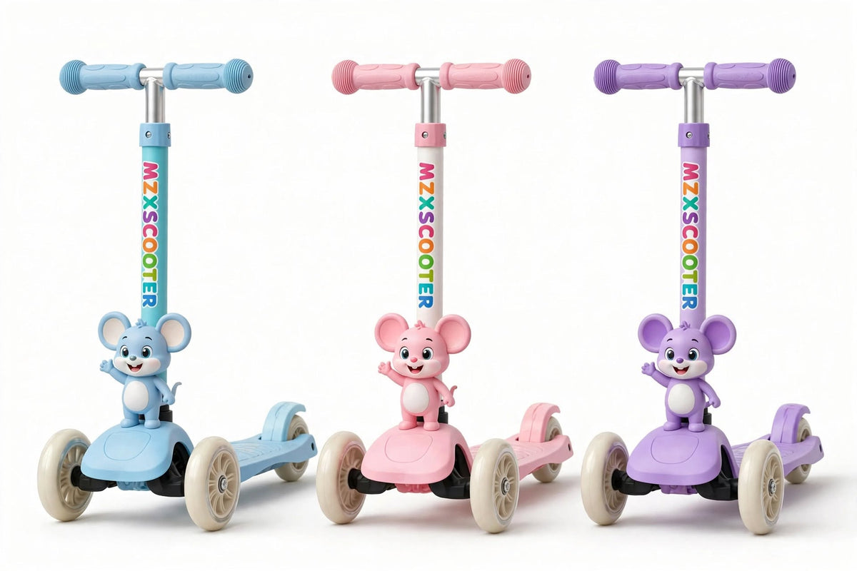 For Model 622 - MZX Scooter with Mouse Product Name: Model 622 MZX Kids Scooter - Cute Mouse Cartoon with Big Wheels