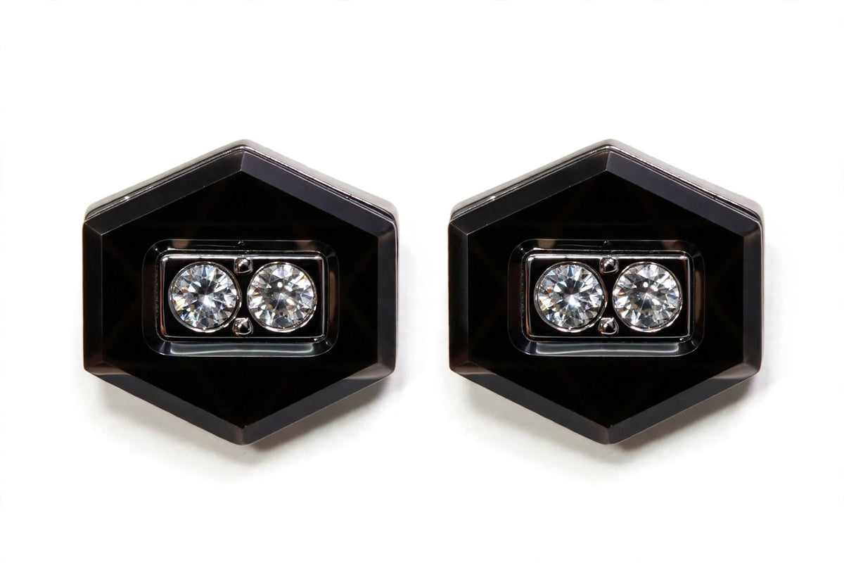 Black Hexagon Dual Crystal Cufflinks