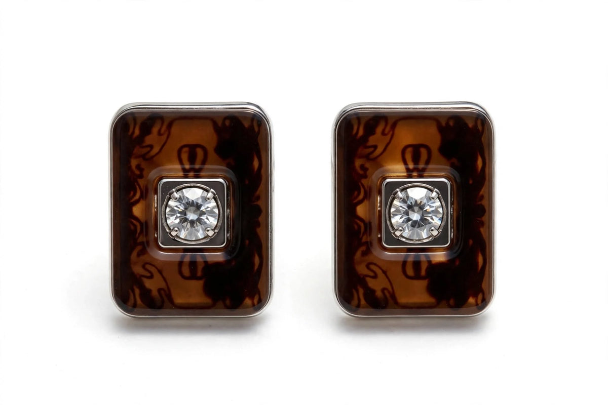 Tortoise Shell Single Crystal Cufflinks
