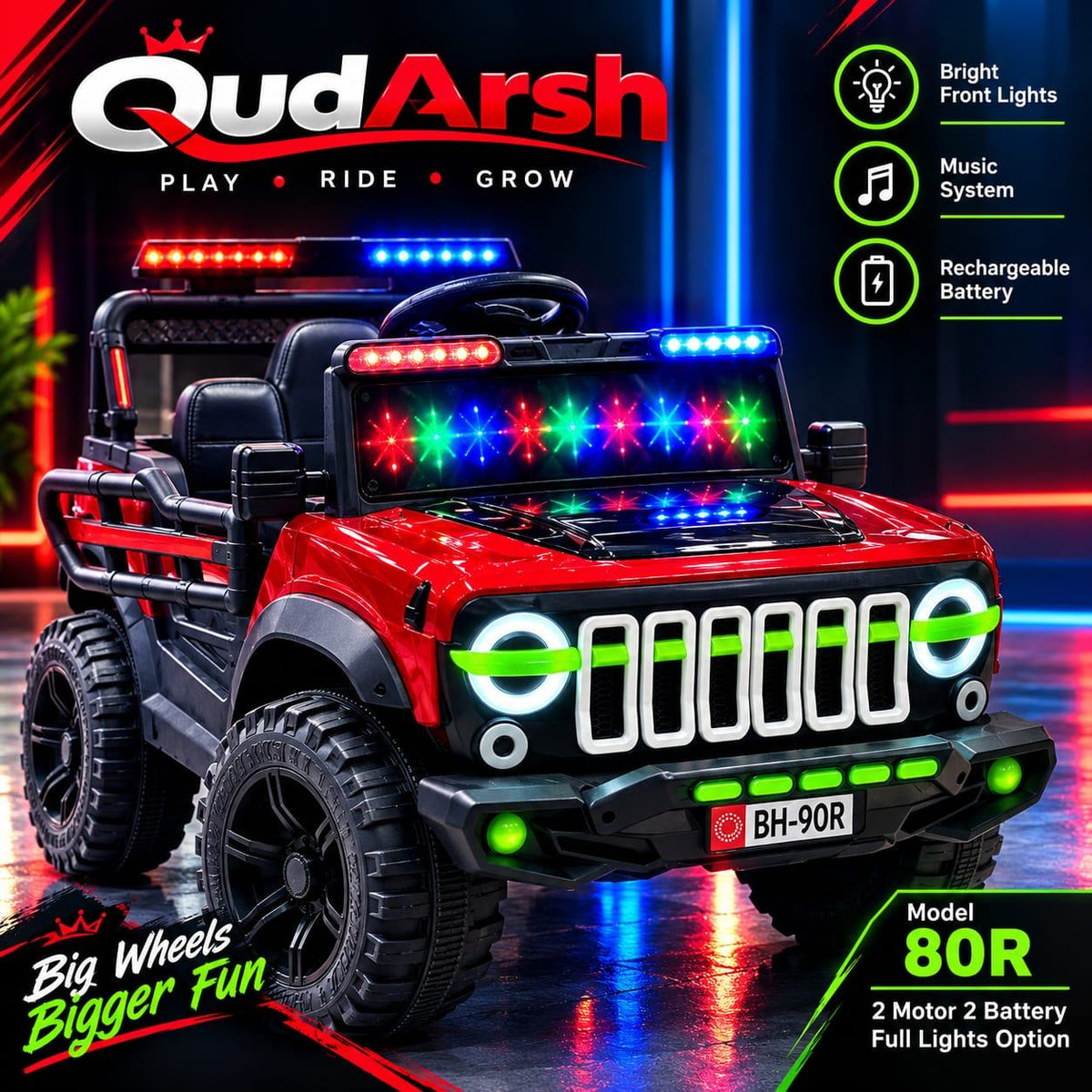 Model 80R - NEON LIGHTS MONSTER - Most Colorful Jeep!