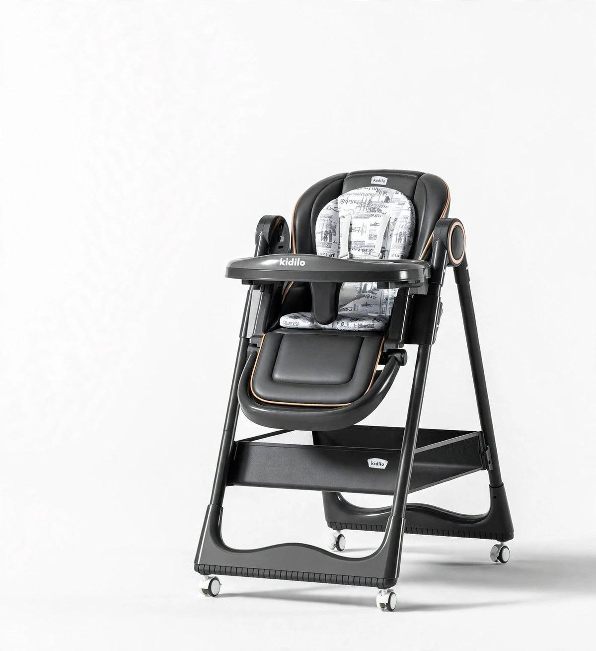 Kidilo 8166 Grey - 2-in-1 Baby Swing to High Chair - Convertible High Chair + Cradle Swing - G