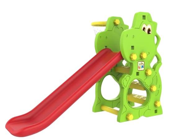Dino Fun 3-in-1 Kids Slide with Basketball Hoop