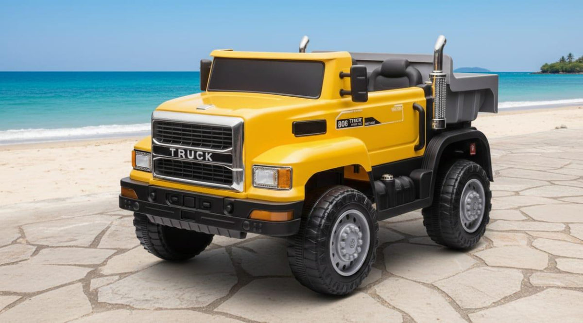 Kids Electric Ride-On Truck Model 806 | 12V Big Size Dump Truck Style with Parent Remote, LED Lights & Music | Yellow Color
