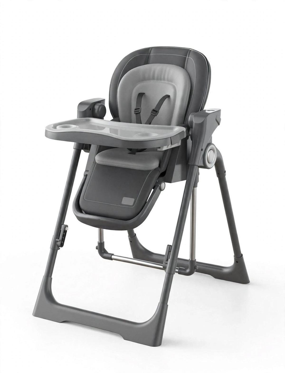 Kidilo 8166 Grey Premium Baby High Chair with Recliner - Adjustable Feeding Chair with 3 Recline Positions - Grey