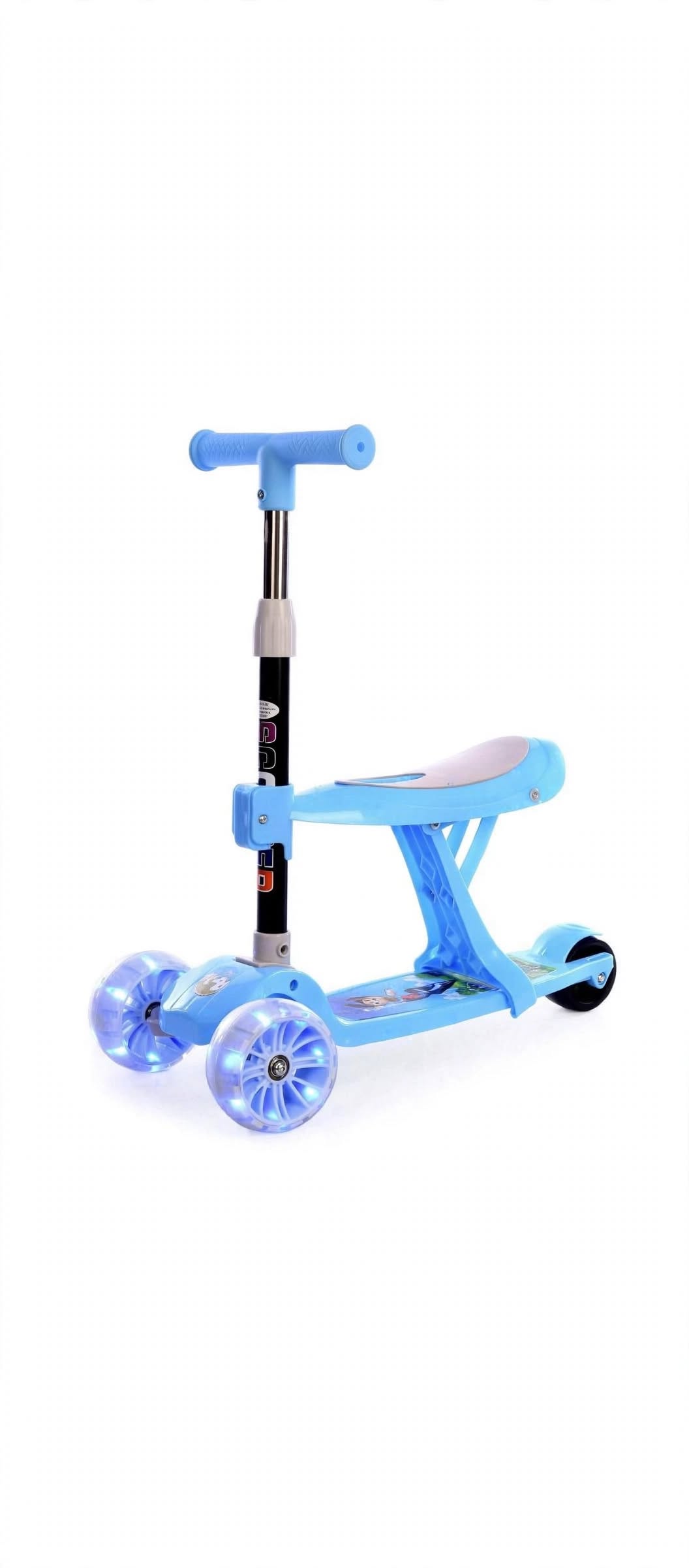 Model 307 - 2-in-1 Big Tire Kids Scooter with Seat - Ride On & Kick Scooter