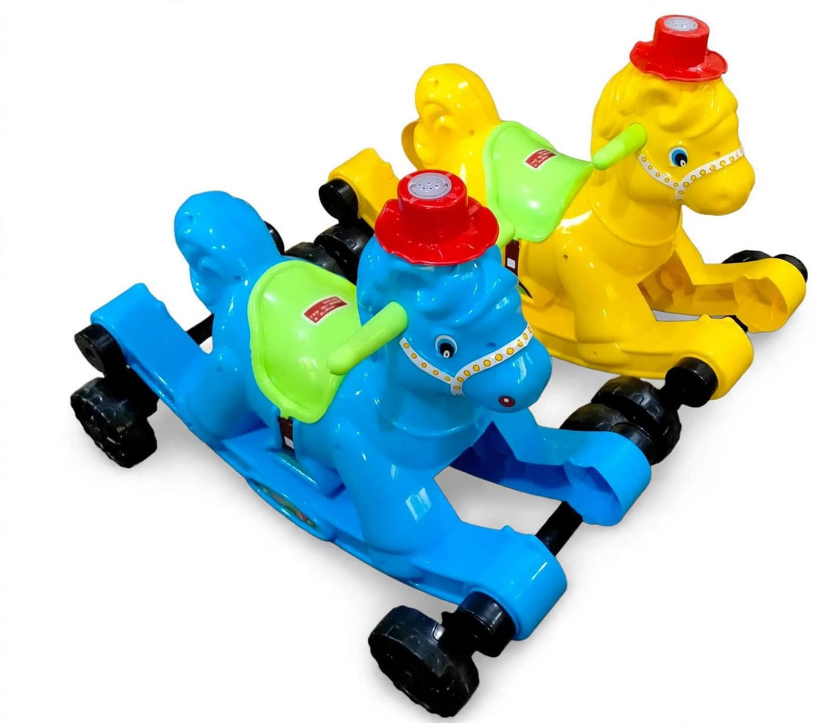 Baby Pony Horse Rider 2-in-1 - Rocking + Ride-On - Blue / Yellow
