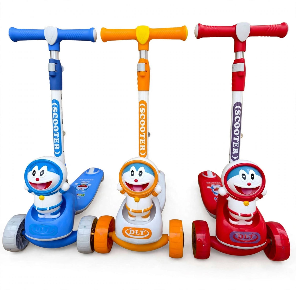K202 Kids Folding Scooter with Cartoon Doll - Music & LED Lights