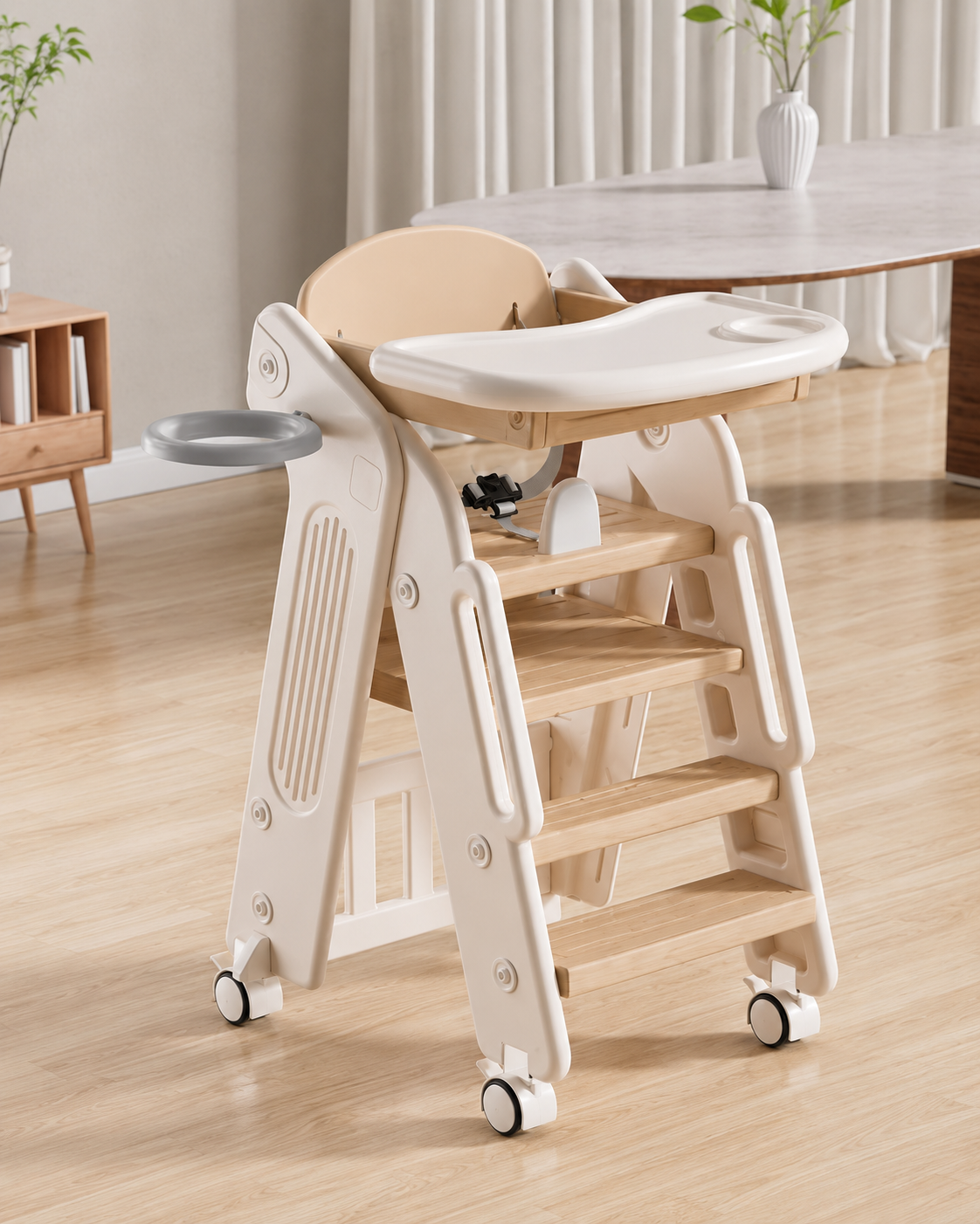 Convertible Baby High Chair with Adjustable Tray & Footrest