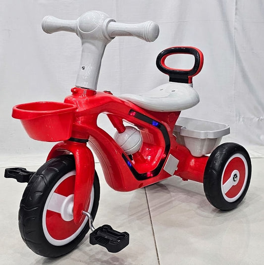Red & White Toddler Tricycle with Dual Baskets