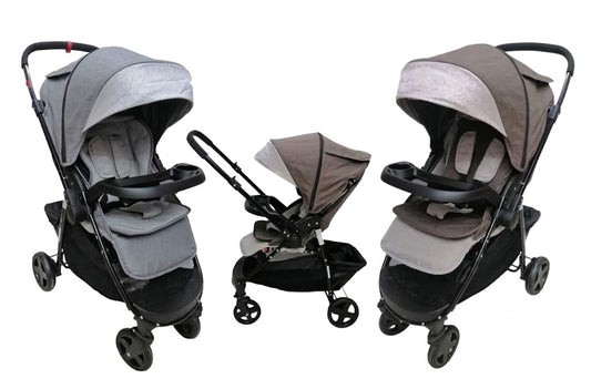 Adjustable Multi-Position Baby Stroller (Grey & Brown)