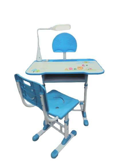 Blue Study Desk with Lamp