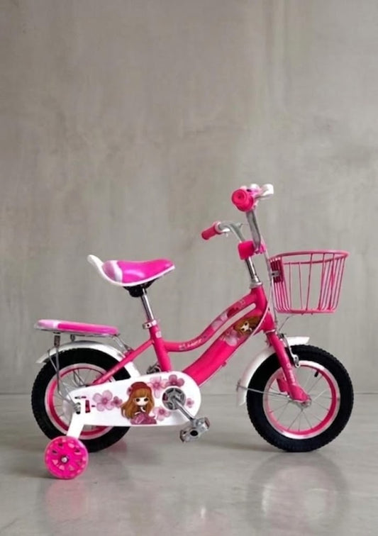 Pink Floral Girls Bicycle with Training Wheels