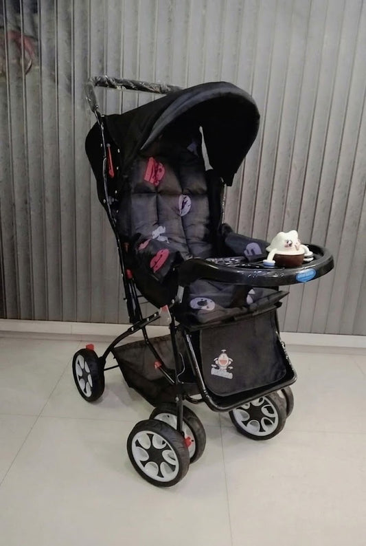 ortable Baby Stroller with Snack Tray & Canopy (Black)