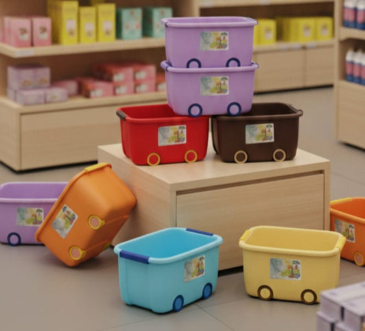 Colorful Wheeled Toy Storage Bins
