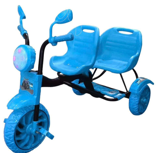 Dual-Seat Blue Kids' Tricycle