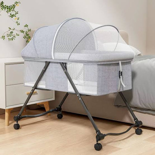 Grey Mesh Baby Bassinet
