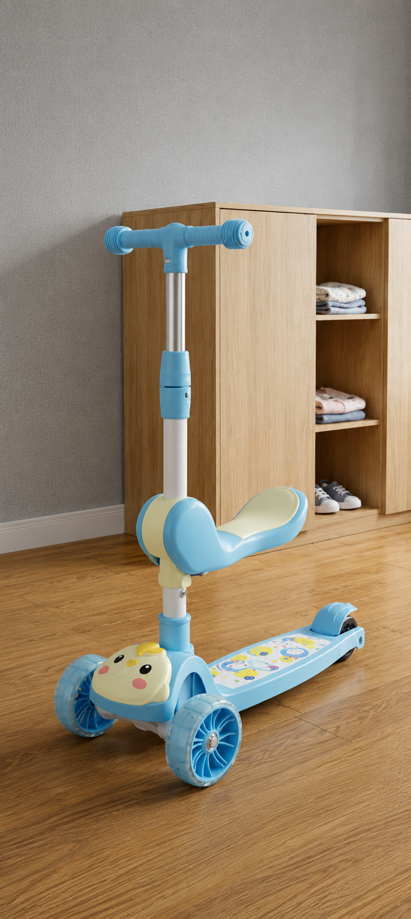 Blue & Cream Kids 3-Wheel Scooter