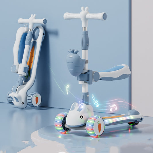 Foldable Light-Up Kids Scooter with Seat