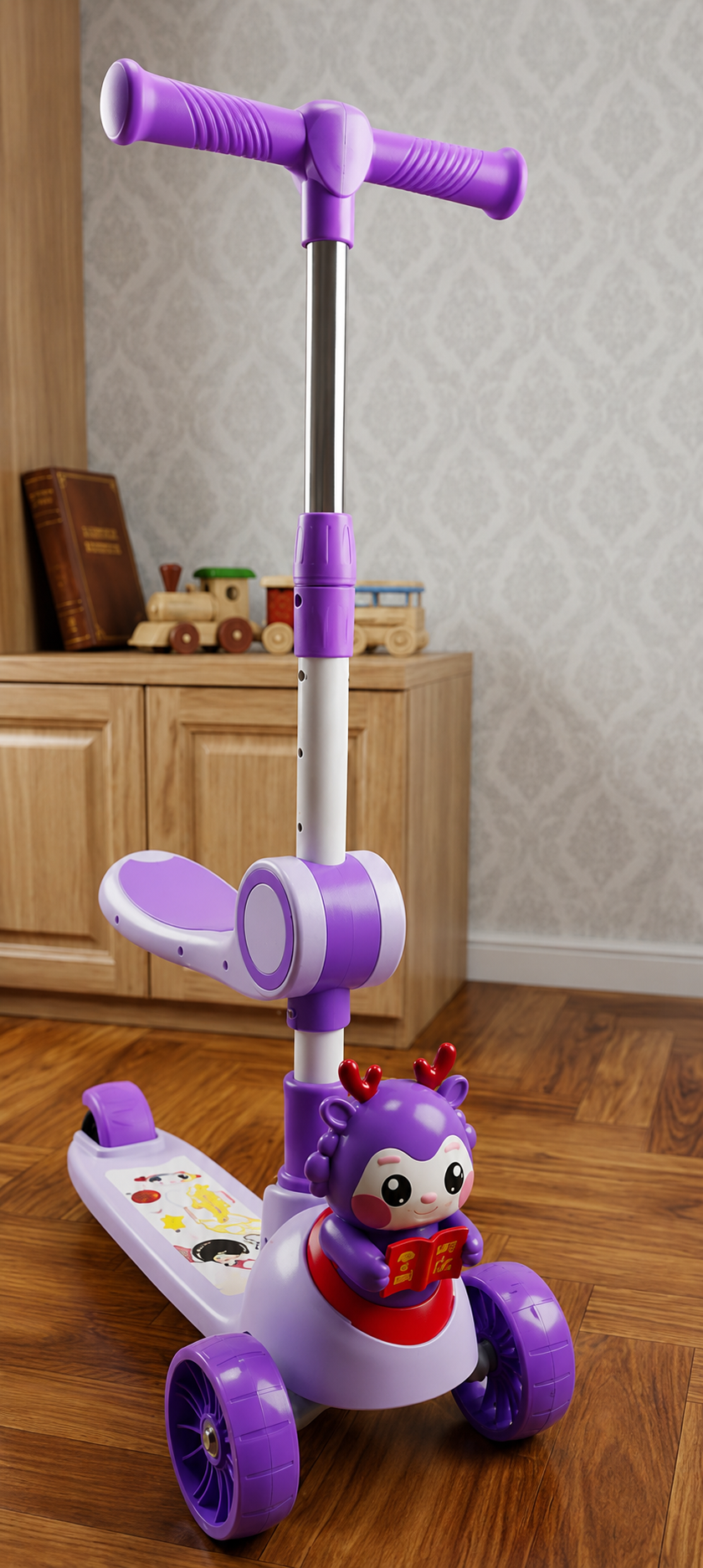 Kids 3-Wheel Purple Character Scooter