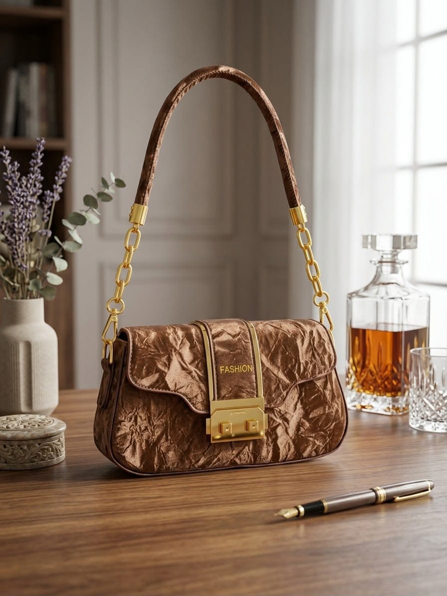 MAISON AURELIA - The Noelle Chain Shoulder Bag in Bronze Brown