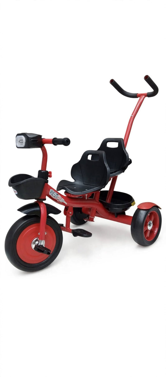 Ts430 Double Seat Tricycle with Parent Handle & Light - 2 Kids Ride