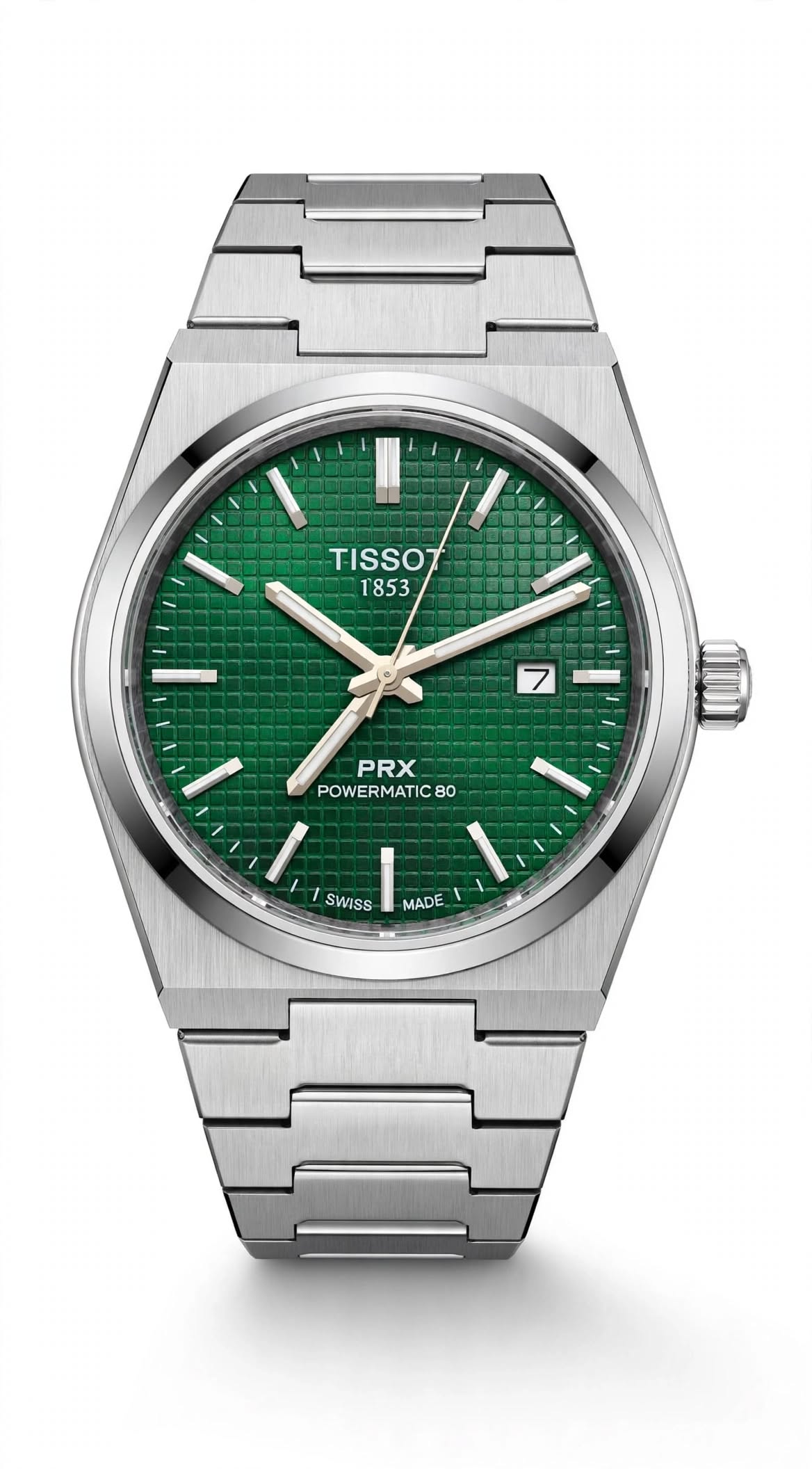 Tissot PRX Powermatic 80 - Emerald Green Waffle Dial - Full Silver Steel