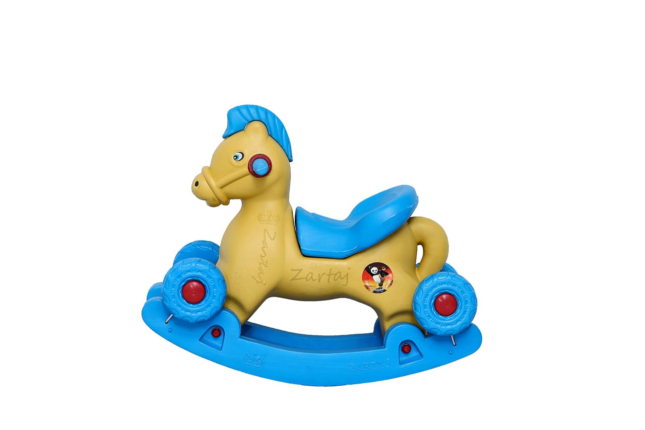 Blue and Yellow Toy Rocking Horse