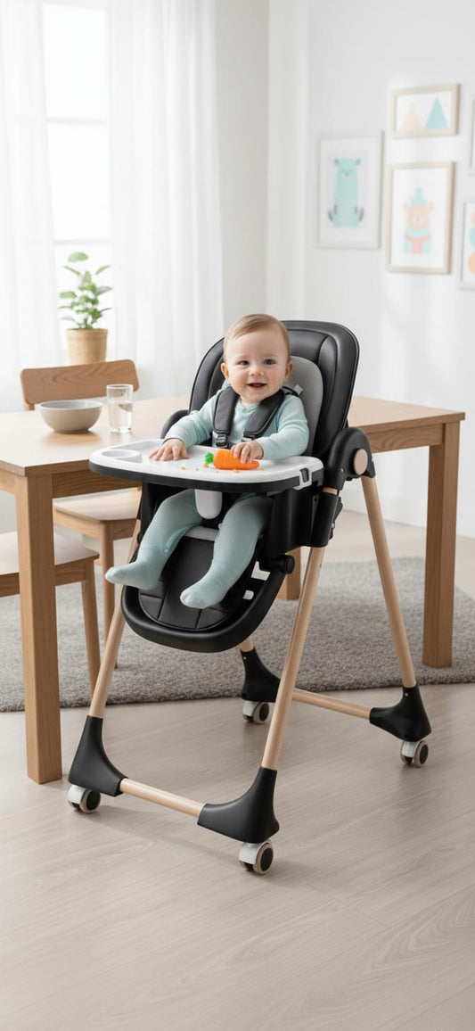 High Wooden Baby Feeding Chair