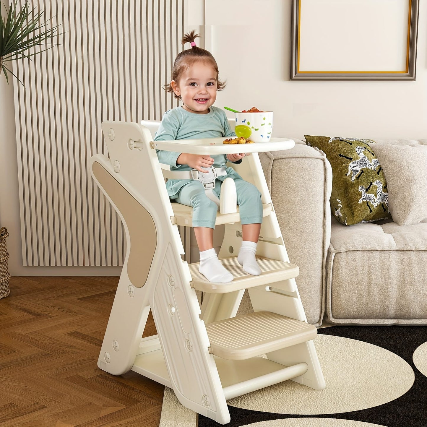 Beige Wooden High Chair
