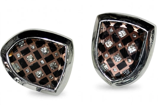 Silver Shield Checkered Diamond Cufflinks