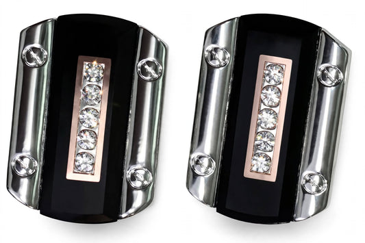 Industrial Bar Crystal Black Cufflinks