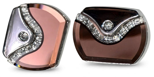 Pink Brown Wave Crystal Cufflinks