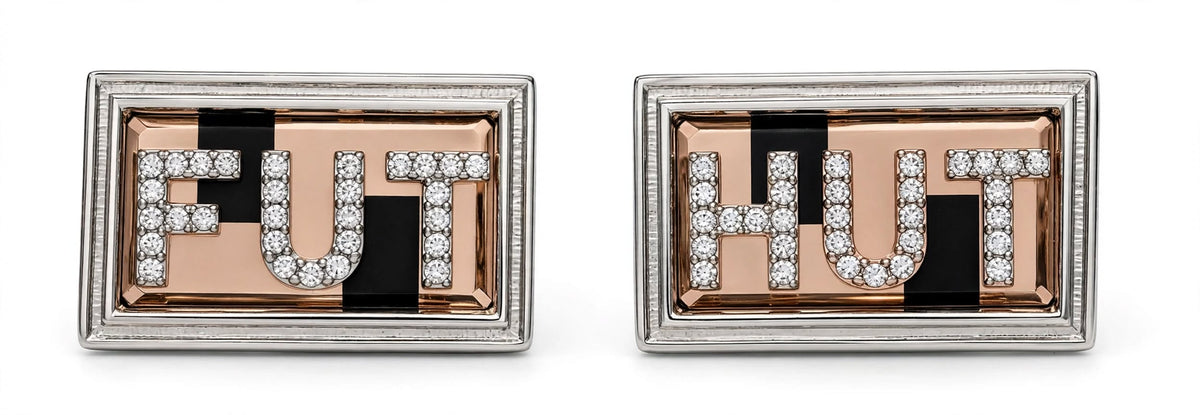 FUT HUT Crystal Letter Cufflinks